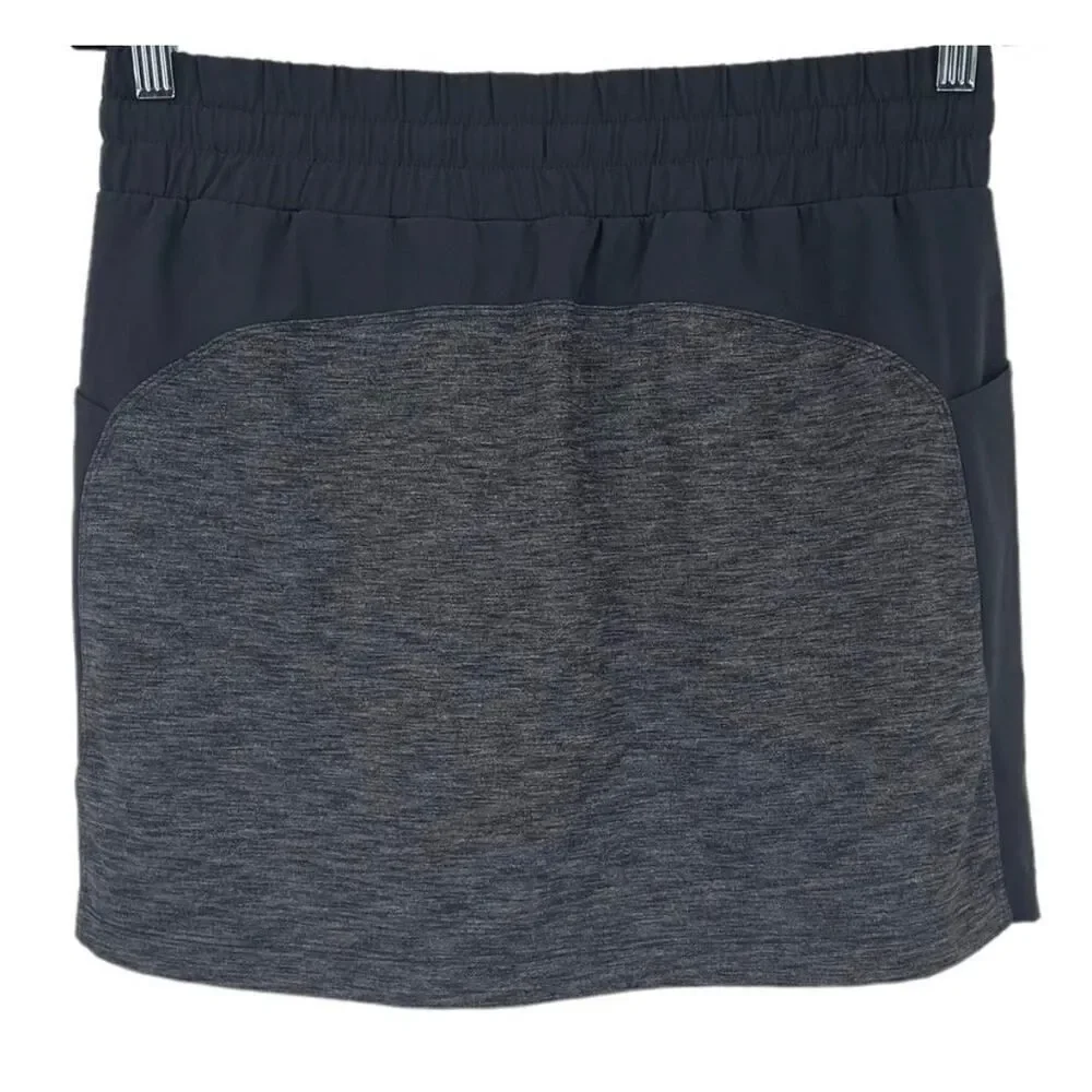 Athleta Skort Gray Athletic Skirt Built In Shorts Drawstring Waist Activewear S